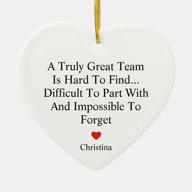Team Appreciation Farewell Heart Ceramic Tree Decoration (Front)