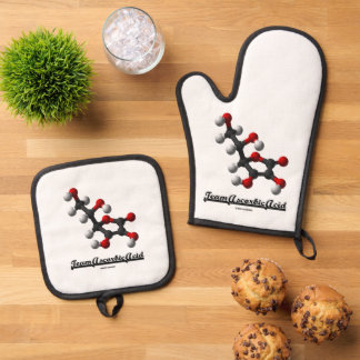 Team Ascorbic Acid (Chemical Molecule Vitamin C) Oven Mitt & Pot Holder Set