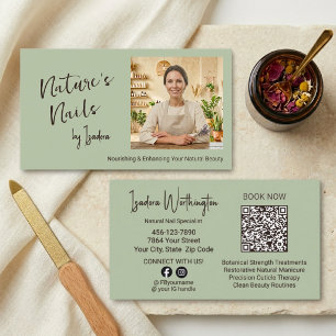 Team Aspen Green Natural Nail Specialist Photo QR Business Card