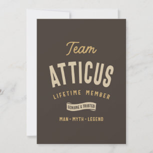 Team Atticus Lifetime Member Personalised Name  Invitation