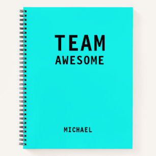Team Awesome Aqua Personalised Name Notebook