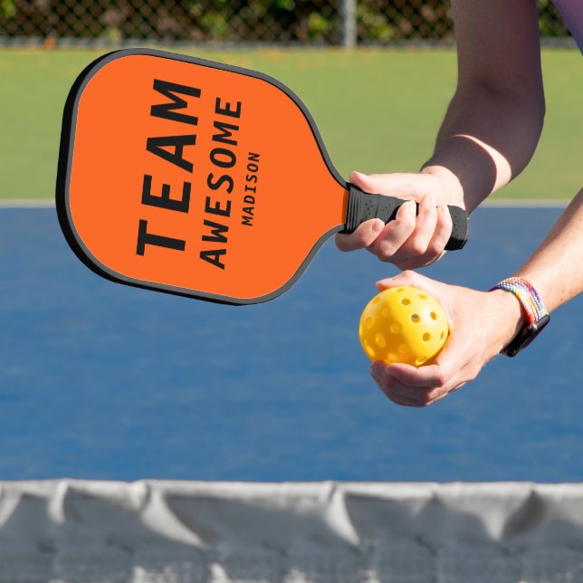 Team Awesome Funny Sports Simple Typography Name  Pickleball Paddle (Insitu)