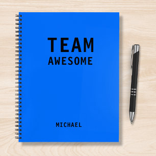 Team Awesome Neon Blue Personalised Name Notebook