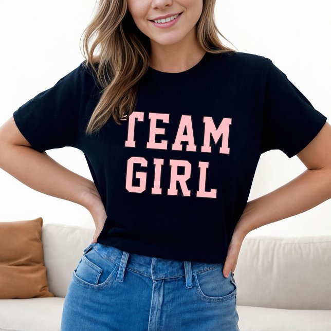 Team Baby Girl Blush Pink Baby Gender Reveal Party T-Shirt (Creator Uploaded)