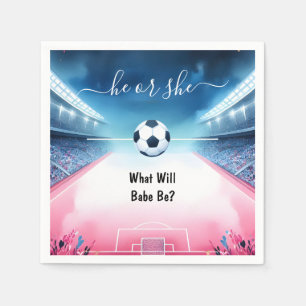 Team Ball Pitch Fun Soccer Field Gender Reveal Napkin
