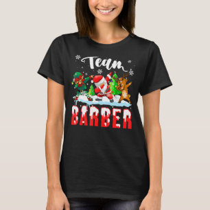Team Barber Funny Christmas Dabbing Elf Santa Rein T-Shirt