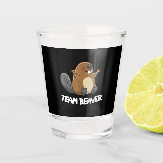 Team Beaver Funny Beaver Shot Glass (Front)