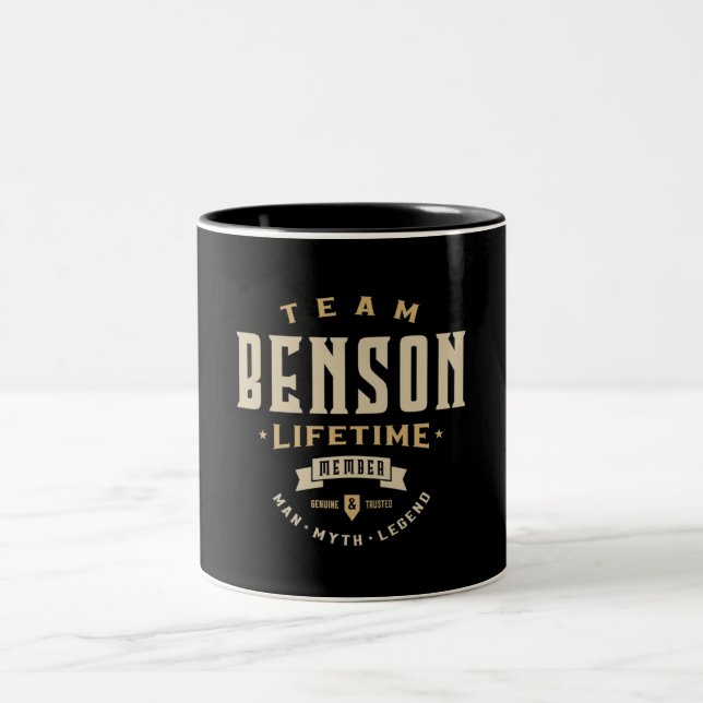 Team Benson Lifetime Member Personalised Name Two-Tone Coffee Mug (Center)