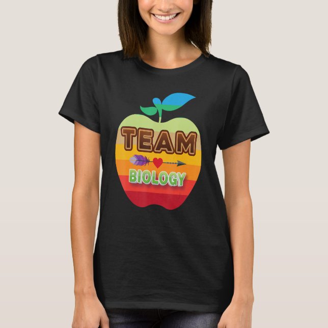 Team Biology Rainbow Apple Kid Teacher Back To Sch T-Shirt (Front)