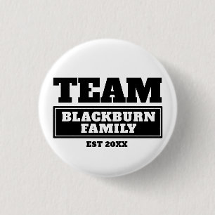 Team black personalised family or team button