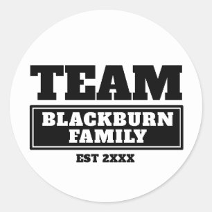 Team black personalised family or team stickers