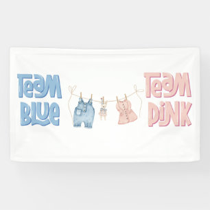 Team Blue and Pink Gender Reveal Banner