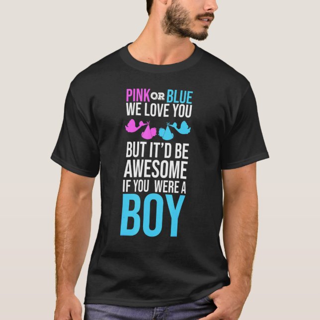 Team Blue Baby Boy Announcement Gender Reveal Part T-Shirt (Front)