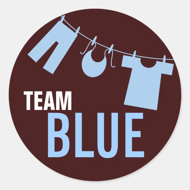 Team Blue Baby Clothes Gender Reveal Team Sticker (Front)