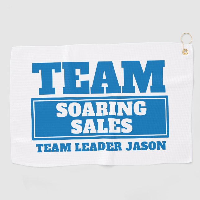 Team blue customised name golf team building event towel (Horizontal)
