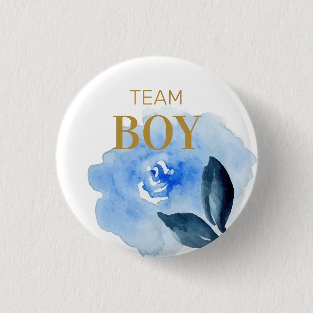 Team Blue gender reveal baby shower 3 Cm Round Badge (Front)