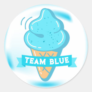 Team Blue Ice Cream Gender Reveal Favour Classic Round Sticker