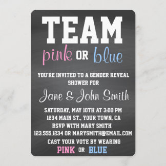 Team Blue or Pink Gender Reveal Invitation