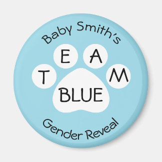 Team Blue Paw Print Gender Reveal Magnet
