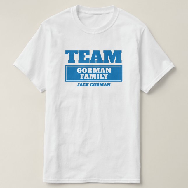 Team blue personalised family or group t-shirt (Design Front)