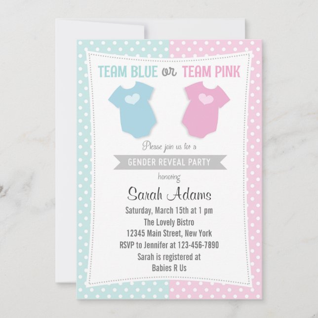 Team Blue Team Pink Gender Reveal Party Invitation (Front)