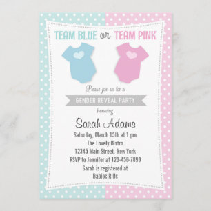 Team Blue Team Pink Gender Reveal Party Invitation