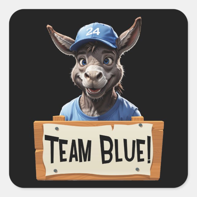 Team Blue - Vote Democrat Square Sticker (Front)