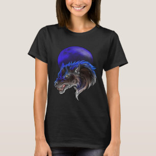 Team Blue Werewolf Wolf and Moon T-Shirt