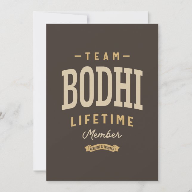 Team Bodhi Lifetime Member Personalised Name  Invitation (Front)
