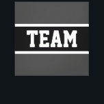 TEAM Bold Athletic Dark Grey Black White Stripes Canvas Print<br><div class="desc">This athletic design features bold TEAM text inside a highlighted wide black stripe with white pinstripes against dark grey background stripes.  The text can be personalised.</div>