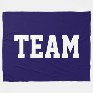 TEAM Bold White Athletic Text On Deep Navy Blue Fleece Blanket