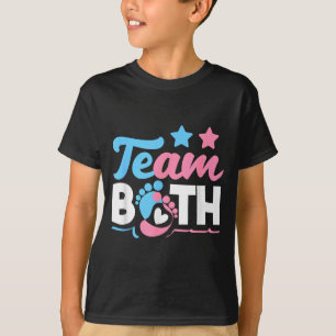 Team both twins gender reveal party pink blue T-Shirt