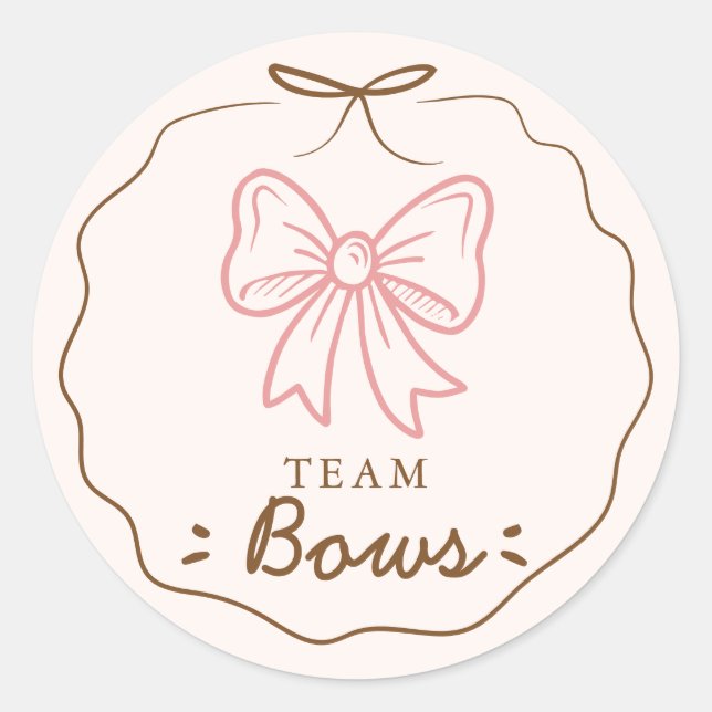Team Bows Gender Reveal Voting Classic Round Sticker (Front)
