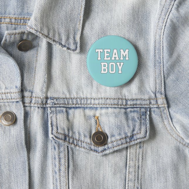 Team Boy Aqua Blue Baby Gender Reveal Party 6 Cm Round Badge (In Situ)