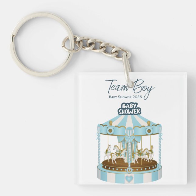 Team Boy Baby Shower 2025 T-Shirt Key Ring (Front)