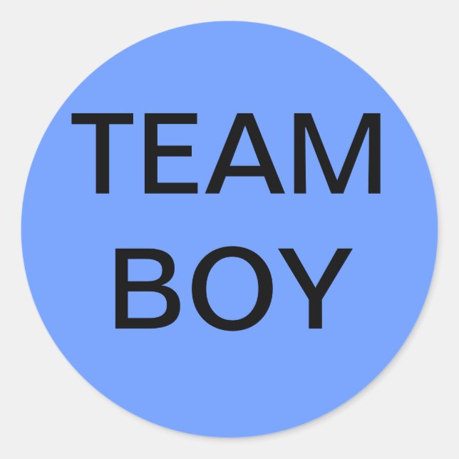 Team Boy Baby Shower Classic Round Sticker (Front)