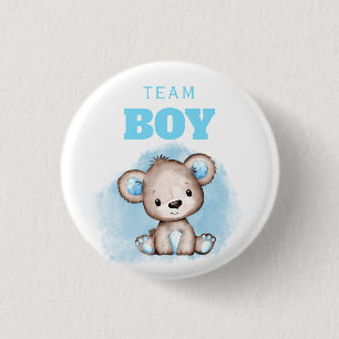 Team Boy Bear Gender Reveal 3 Cm Round Badge