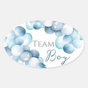 Team Boy Blue arc Watercolor Gender Reveal Oval Sticker