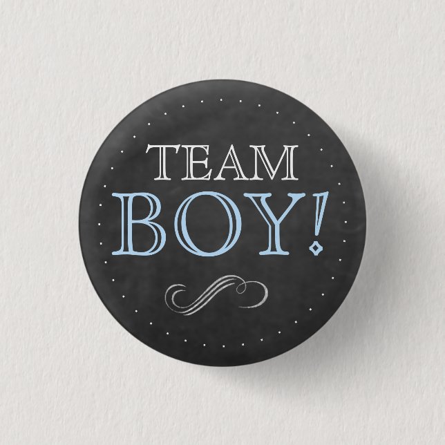 Team Boy Blue Chalkboard Baby Shower Small 3 Cm Round Badge (Front)