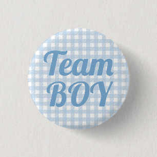 Team Boy Blue Gender Reveal Party Button Small