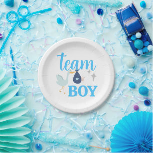 Team Boy Blue Gender Reveal Party Paper Plate