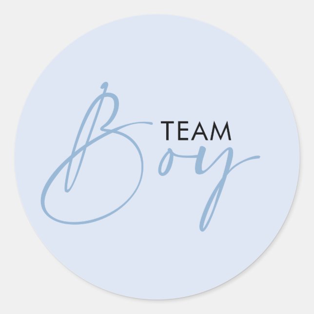 Team Boy Blue Gender Reveal Voting  Classic Round Sticker (Front)