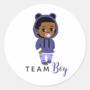 Team Boy Blue Hoodie African American Baby  Classic Round Sticker