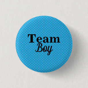 Team Boy Blue Polka Dots Baby Shower Button