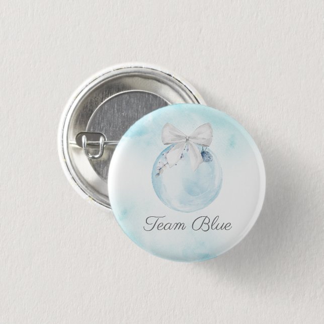 Team Boy Christmas Gender Reveal  3 Cm Round Badge (Front & Back)