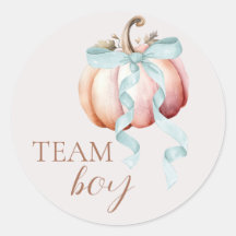 Team Boy Coquette Pumpkin Gender Reveal Sticker