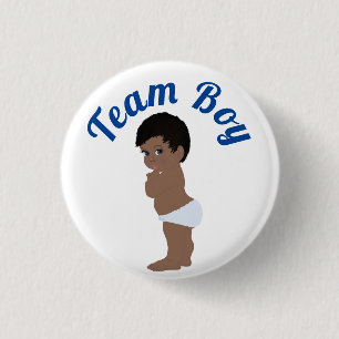 "Team Boy" Cute Baby Gender Reveal 3 Cm Round Badge