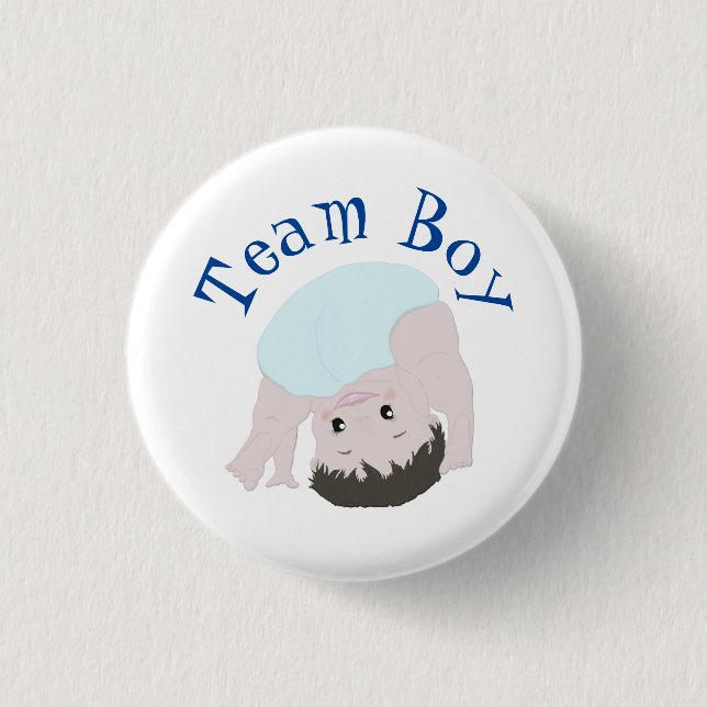 "Team Boy" Cute Baby Gender Reveal 3 Cm Round Badge (Front)