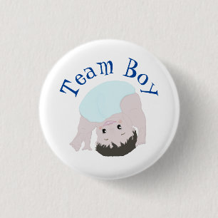 "Team Boy" Cute Baby Gender Reveal 3 Cm Round Badge
