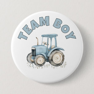 Team Boy Cute Blue Farm Tractor Gender Reveal 7.5 Cm Round Badge